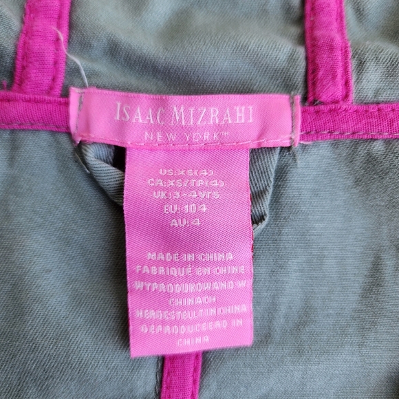 Isaac Mizrahi Girl Pink Tie Belted Full Gold Zip Hooded Jacket Green Size XS (4) - Picture 3 of 14
